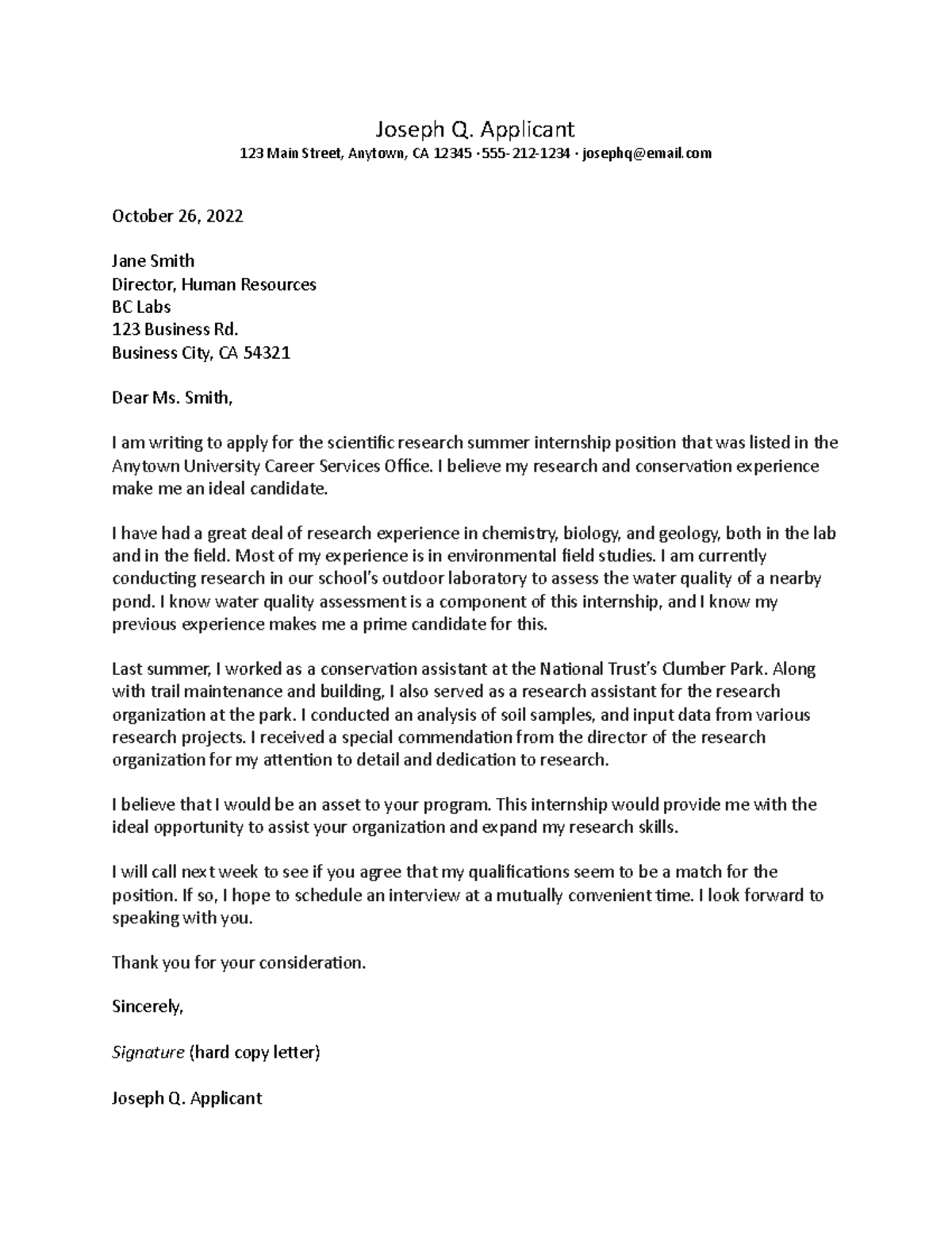 The Balance Internship-cover-letter-2060231 2022 - Joseph Q. Applicant ...