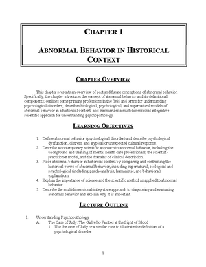 1 Introduction to Abnormal Psychology and Historical Review - ABNORMAL ...