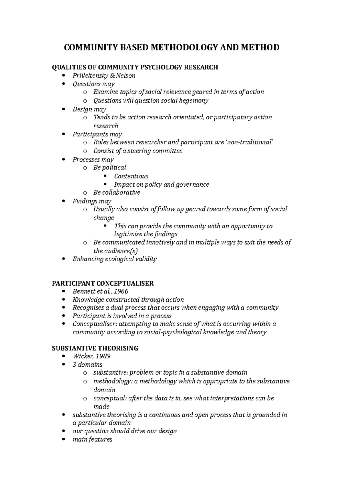 Community Based Methodology AND Method - Work Family and Community 336 ...
