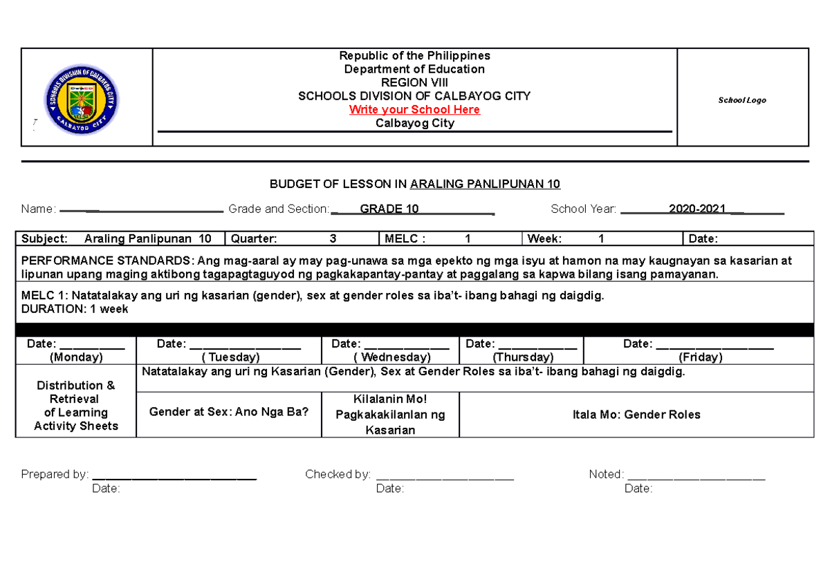 AP10 BOL Q3 wk1 - Learning Activity Sheets - Republic of the ...