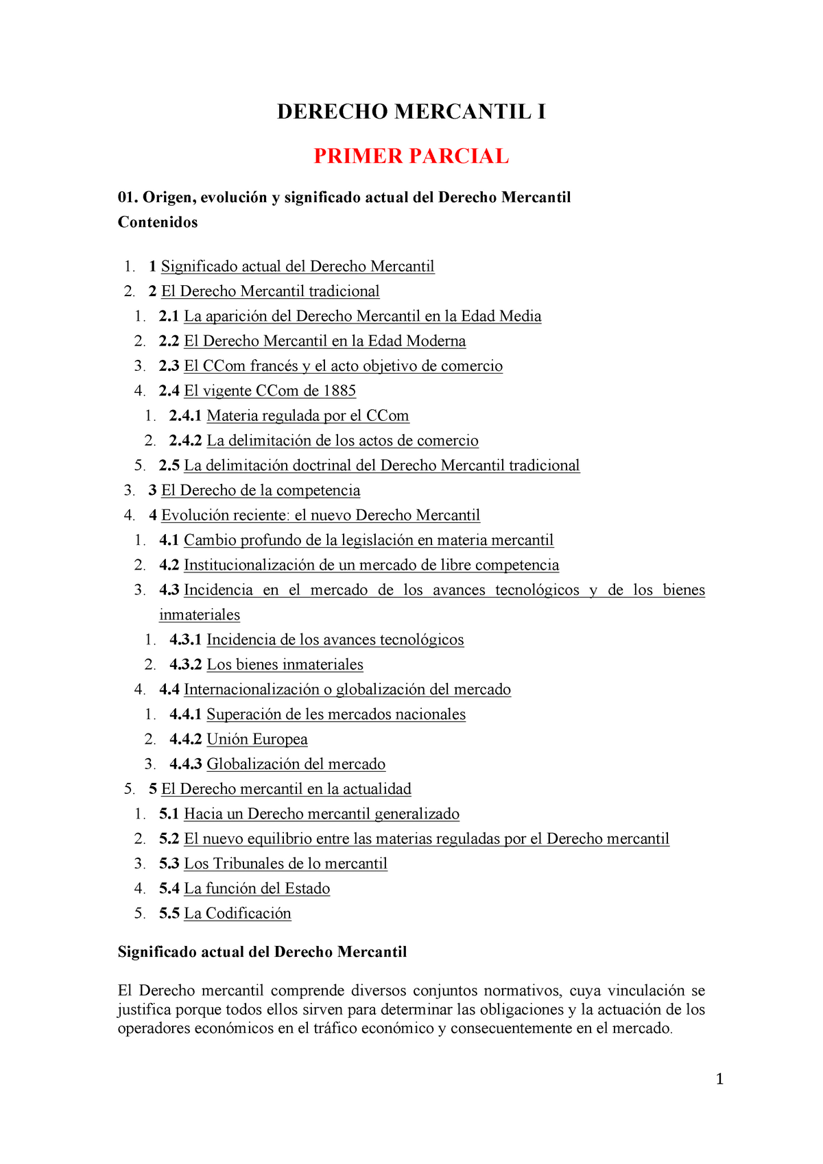 Apuntes Derecho+ Mercantil+I - DERECHO MERCANTIL I PRIMER PARCIAL 01 ...