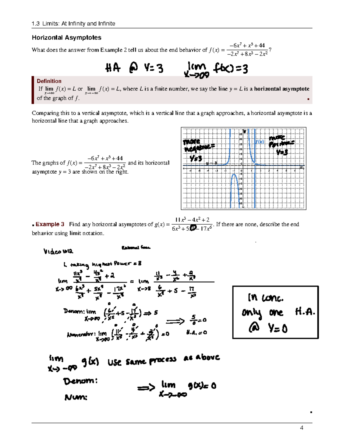 Section 1 1.3 lecture notes Horizontal Asymptotes What does the