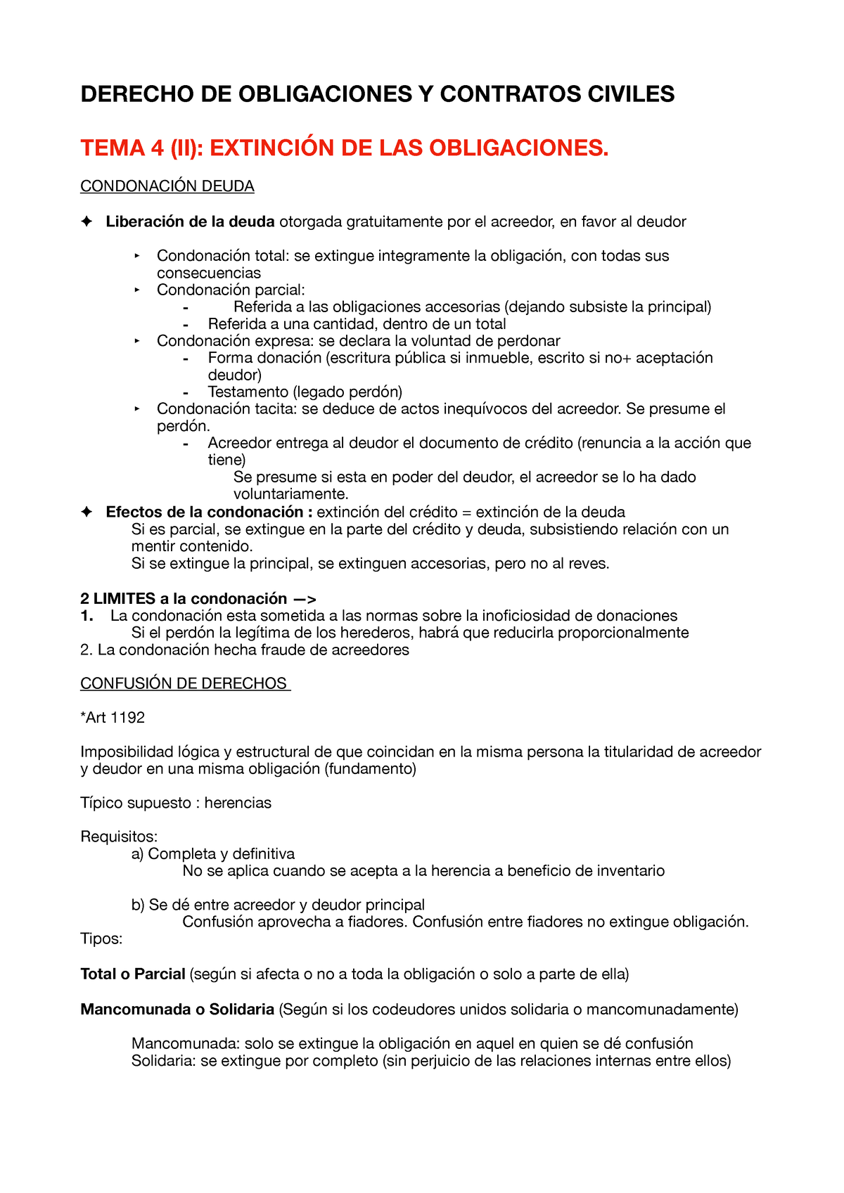 Tema 4 (ii) - Apuntes - DERECHO DE OBLIGACIONES Y CONTRATOS CIVILES ...