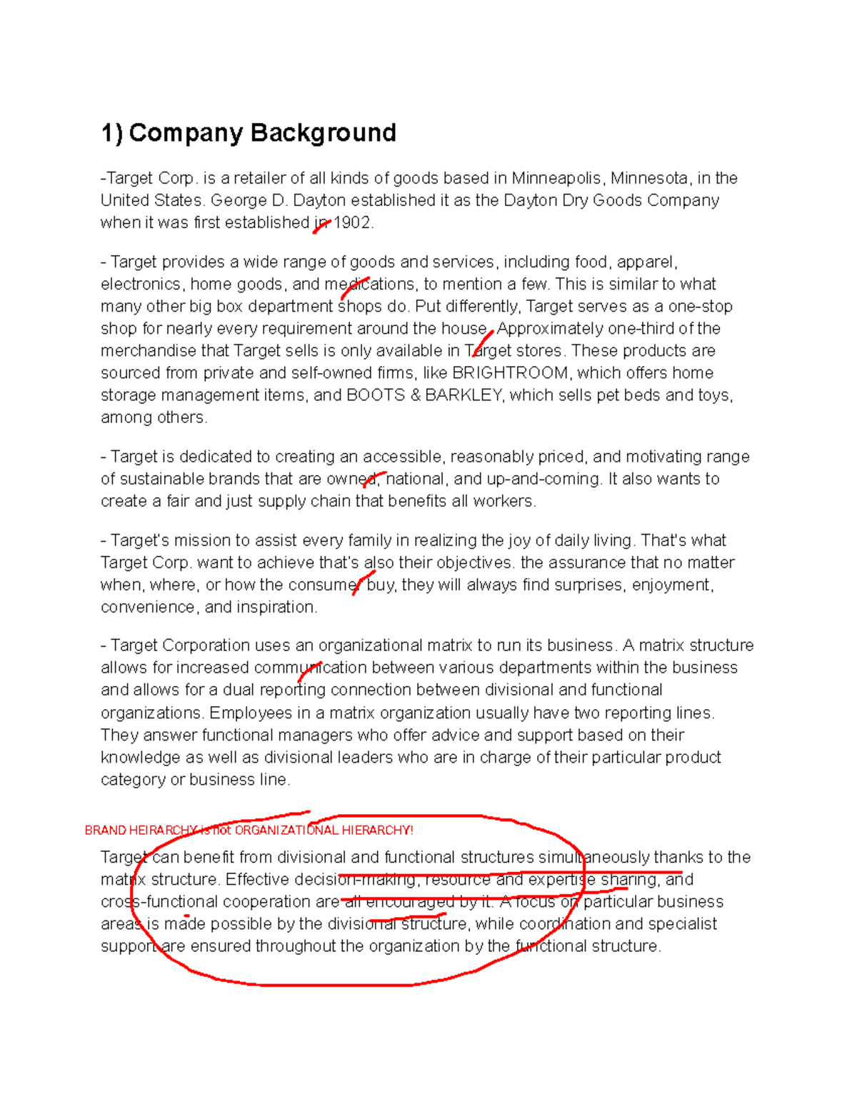 Mkt539 draft - 1) Company Background -Target Corp. is a retailer of all ...