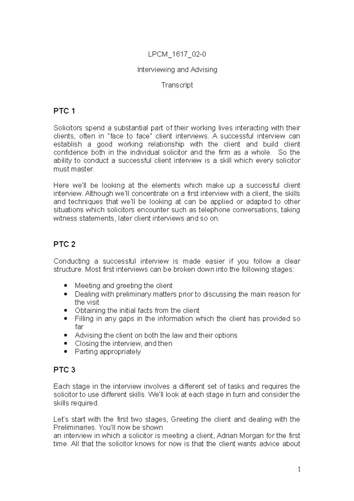 UNIT Three IPP - GOOD Interview Techniques - LPCM_1617_02- Interviewing ...