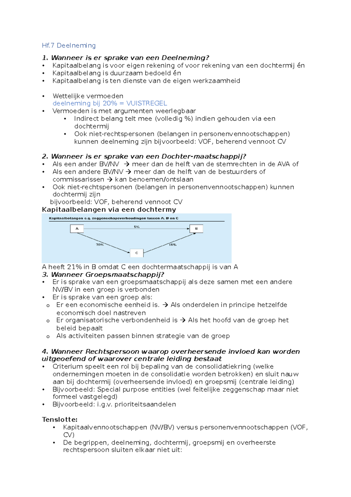 Samenvatting BA 3 - Boekhouden Geboekstaafd 3 - Hf Deelneming Wanneer ...