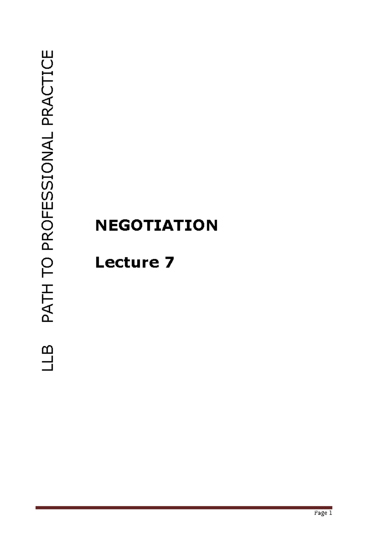Lecture 7 Handout Negotiation Llb Path To Professional Practice