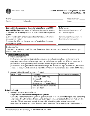 ACC-148-TG4 - notes - Teacher’s Guide Module # 4 Name: - Studocu