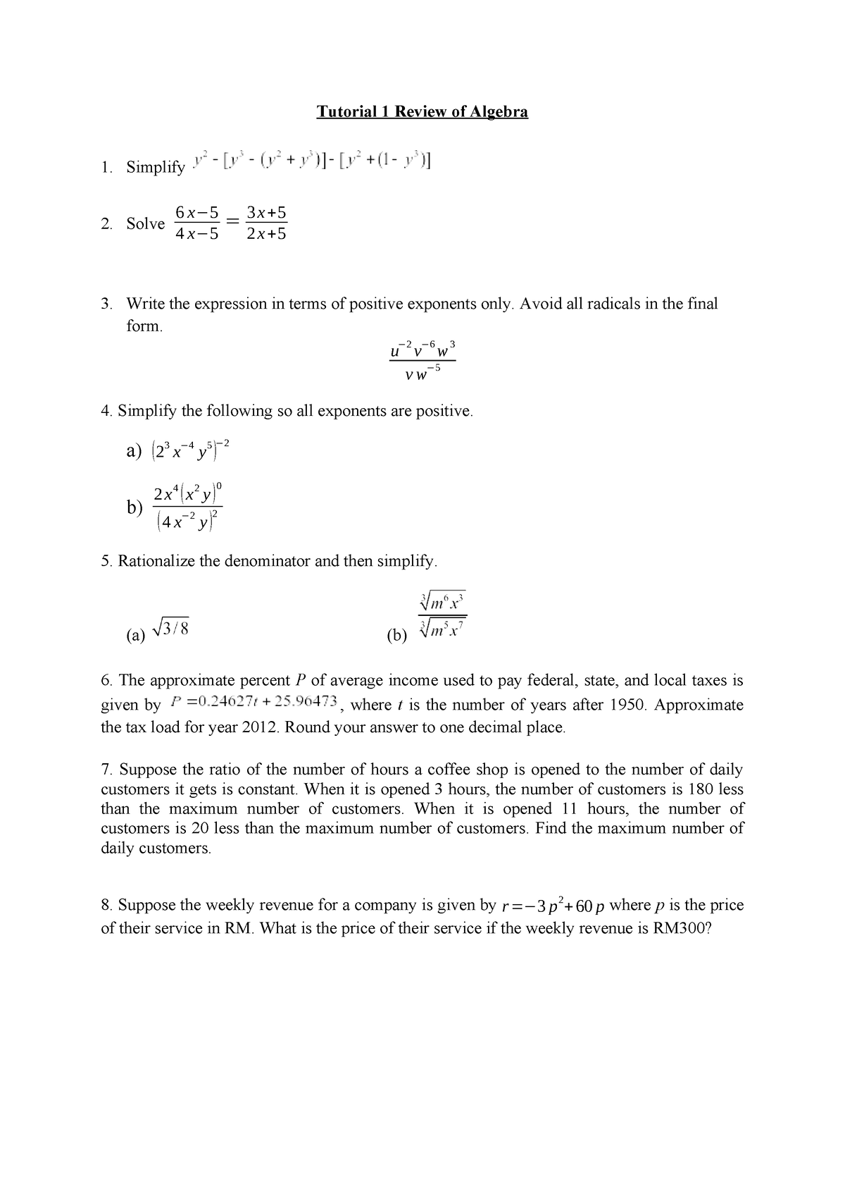 tutorial-1-review-of-algebra-tutorial-1-review-of-algebra-1-simplify