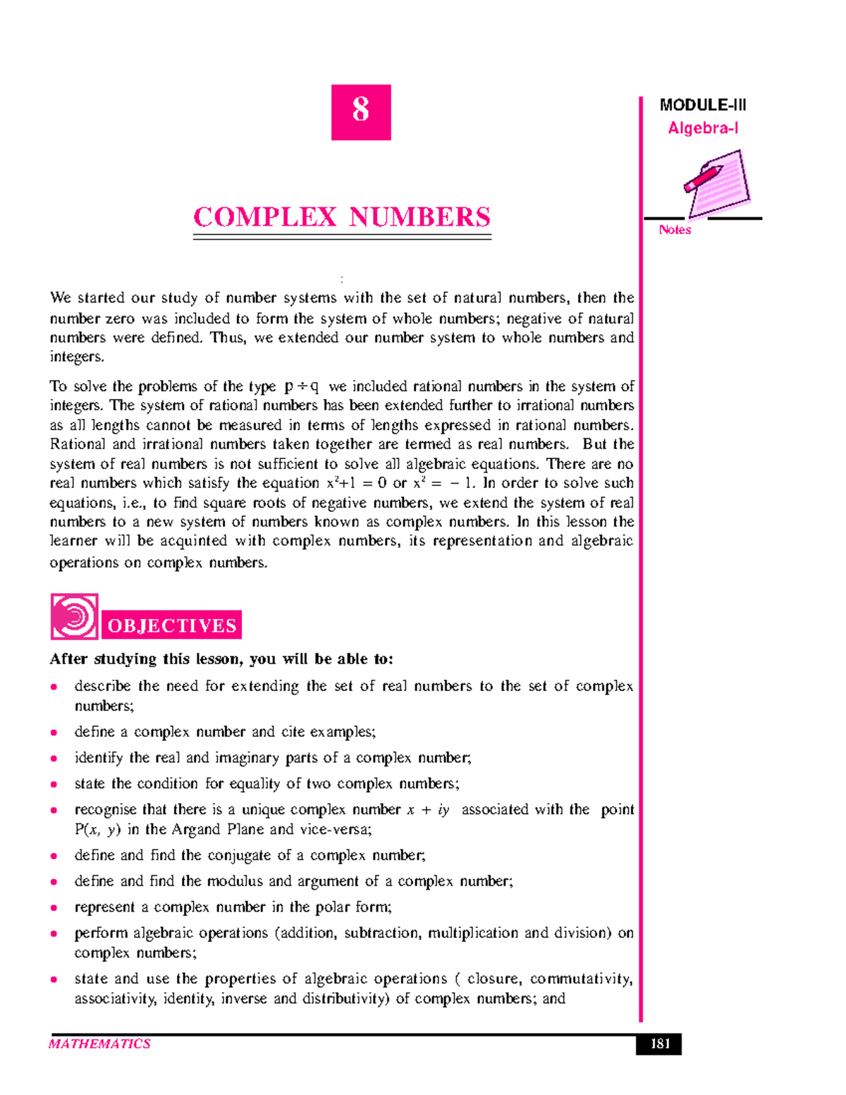 311 Maths Eng Lesson 8 - Mathematics for +1 - Notes ####### MODULE-III ...