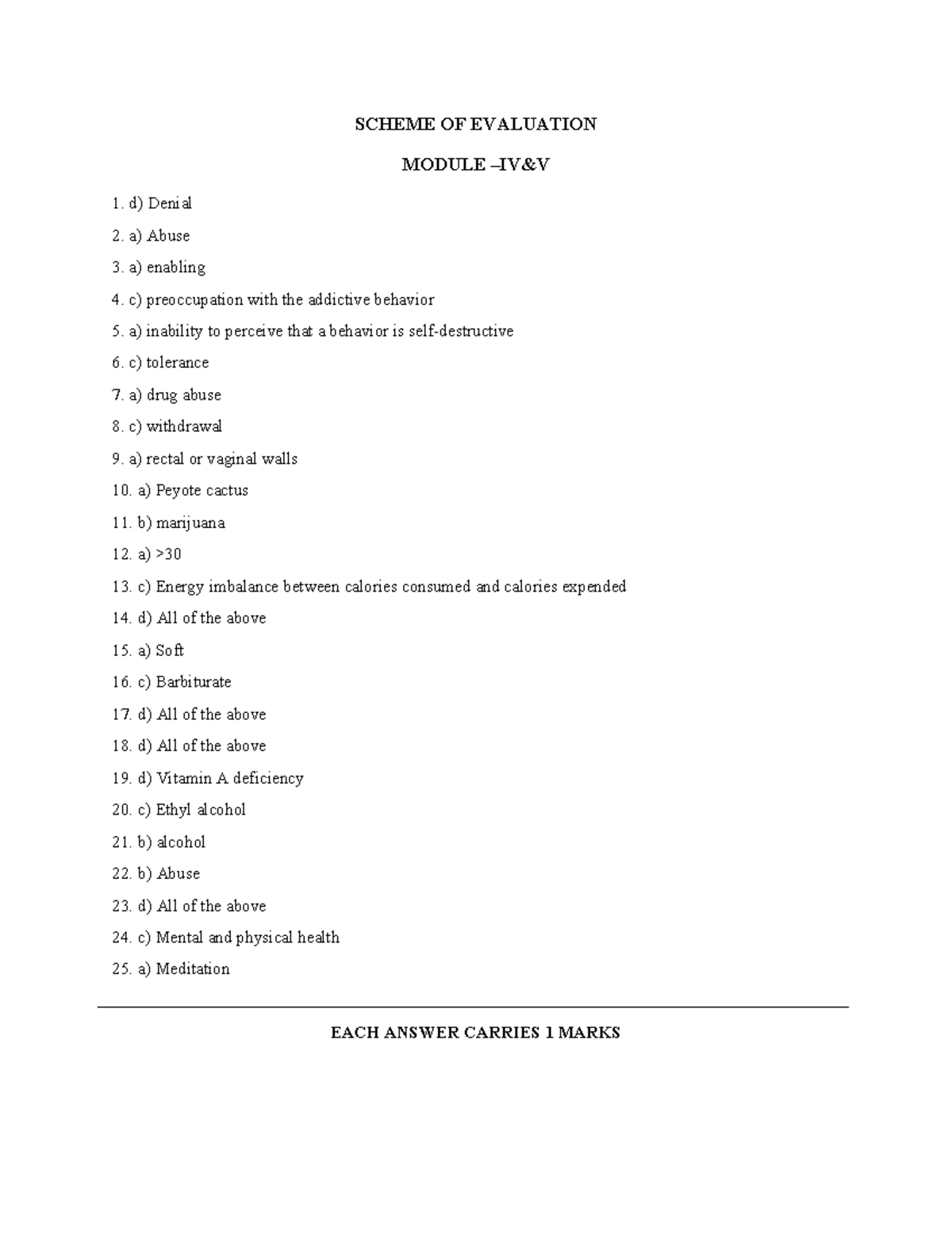 SOE Summary Environmental Studies VTU SCHEME OF EVALUATION MODULE