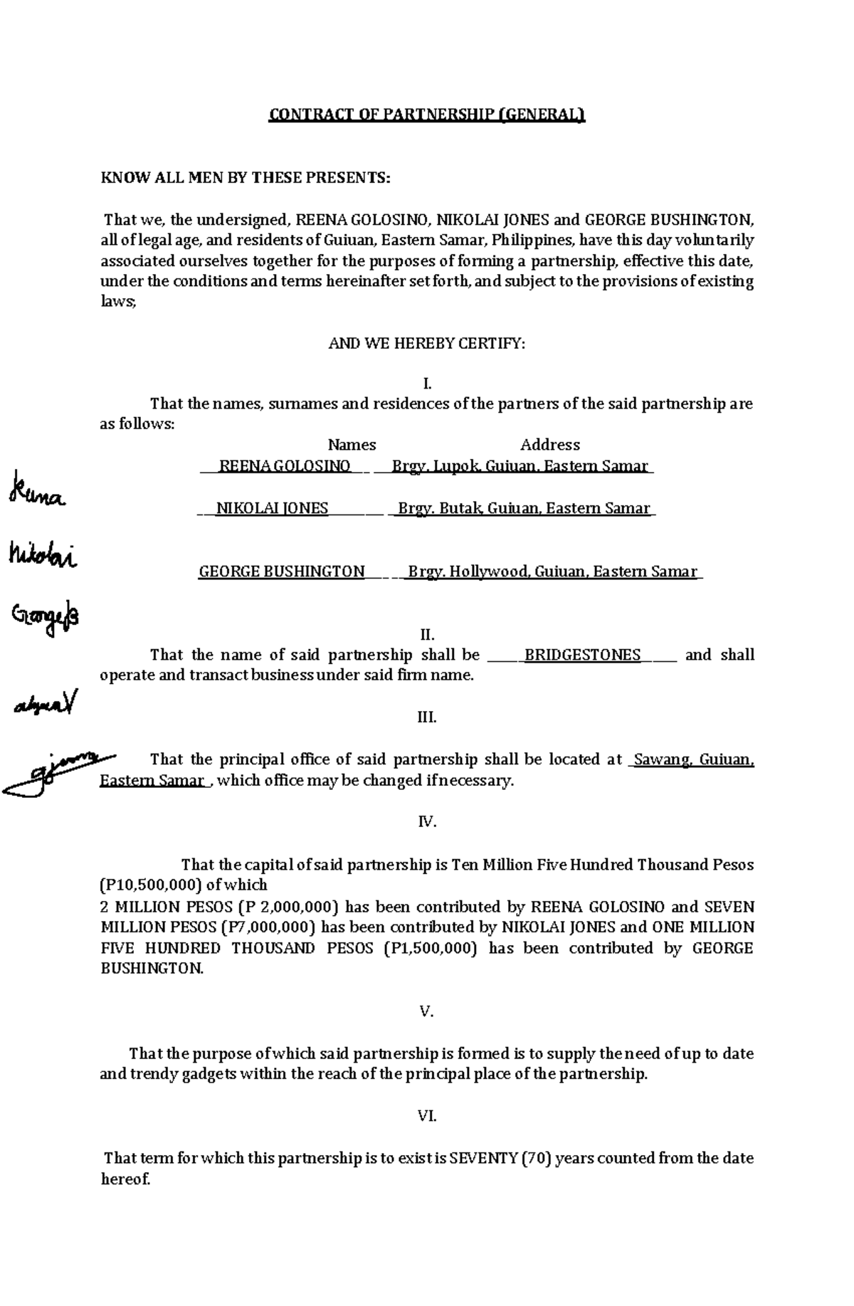 UNIT Activity 2 - Obligations OF THE Partners (PART 2) Golosino, Reena ...