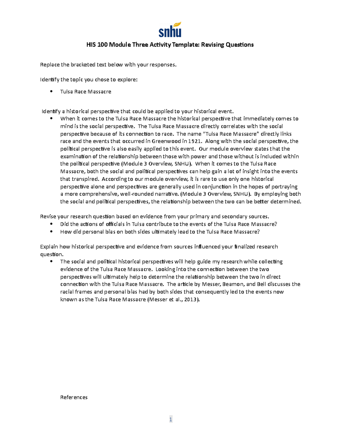 Mod 3 Activity Revising Questions - HIS 100 Module Three Activity ...