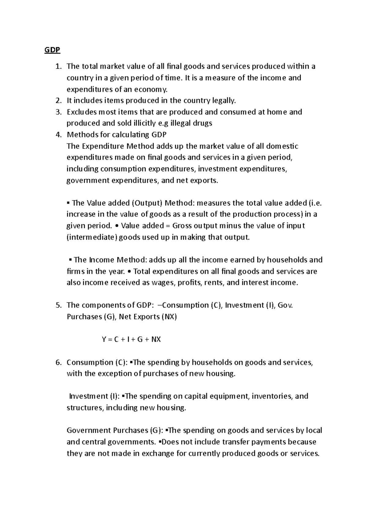 Week 2 Lecture Notes (GDP) - Macroeconomics - UL - Studocu