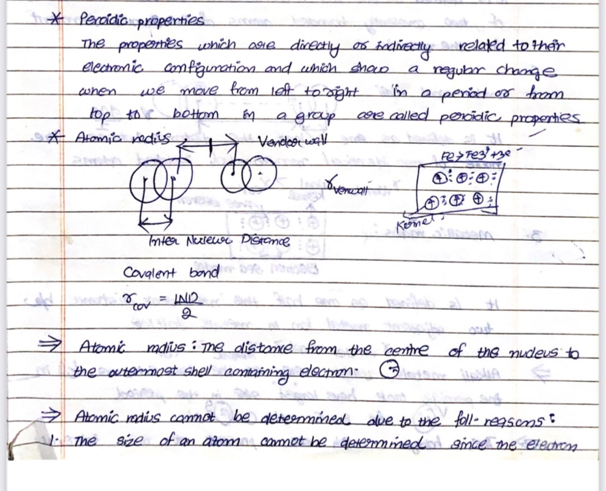 Types of Atomic Radii - Covalent radius, Van der waal radius, Metallic