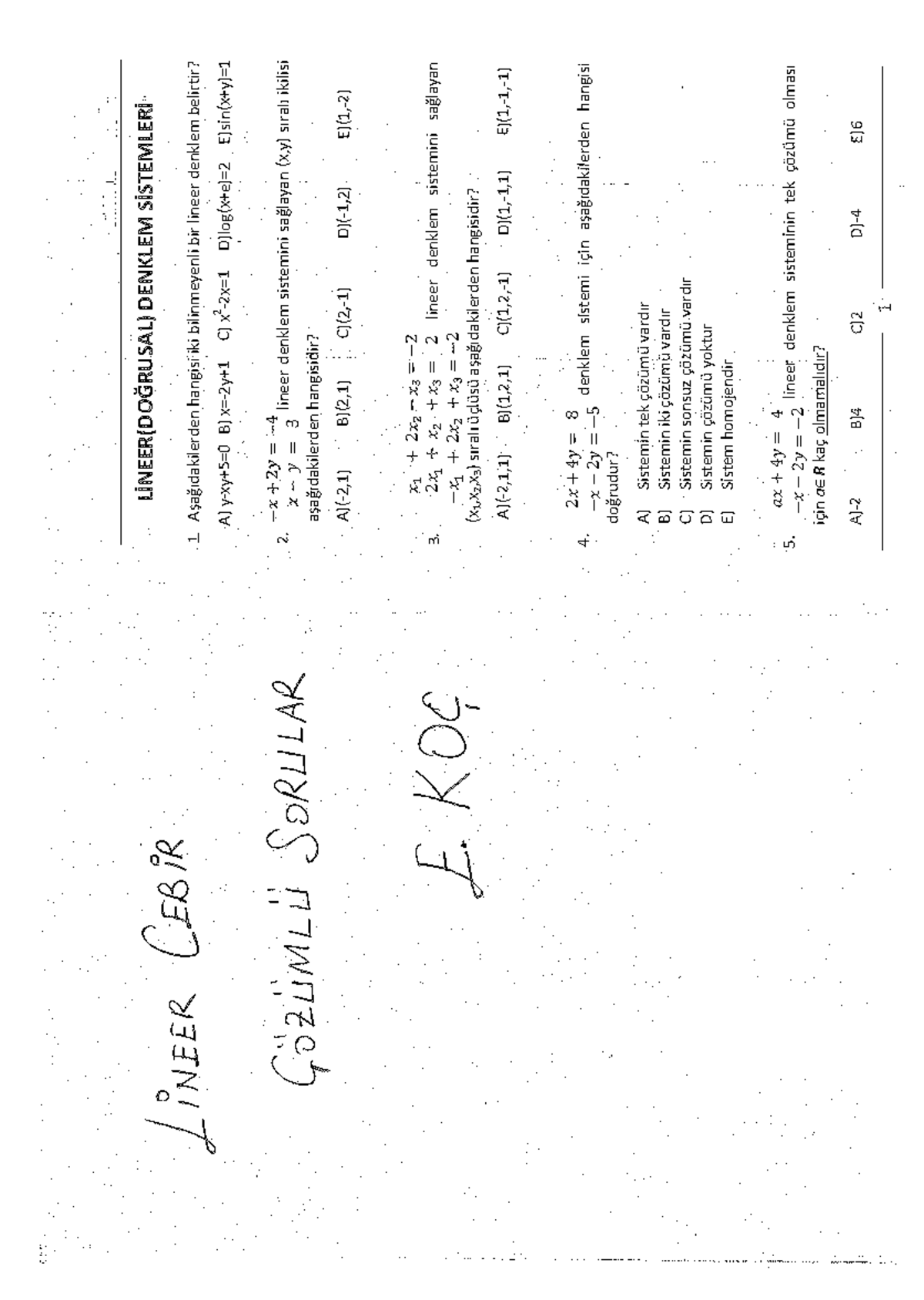 Lineer Cebir Çözümlü Sorular - . ·,,. , .. ####### I. j J°NEEIZ /J. • L ...