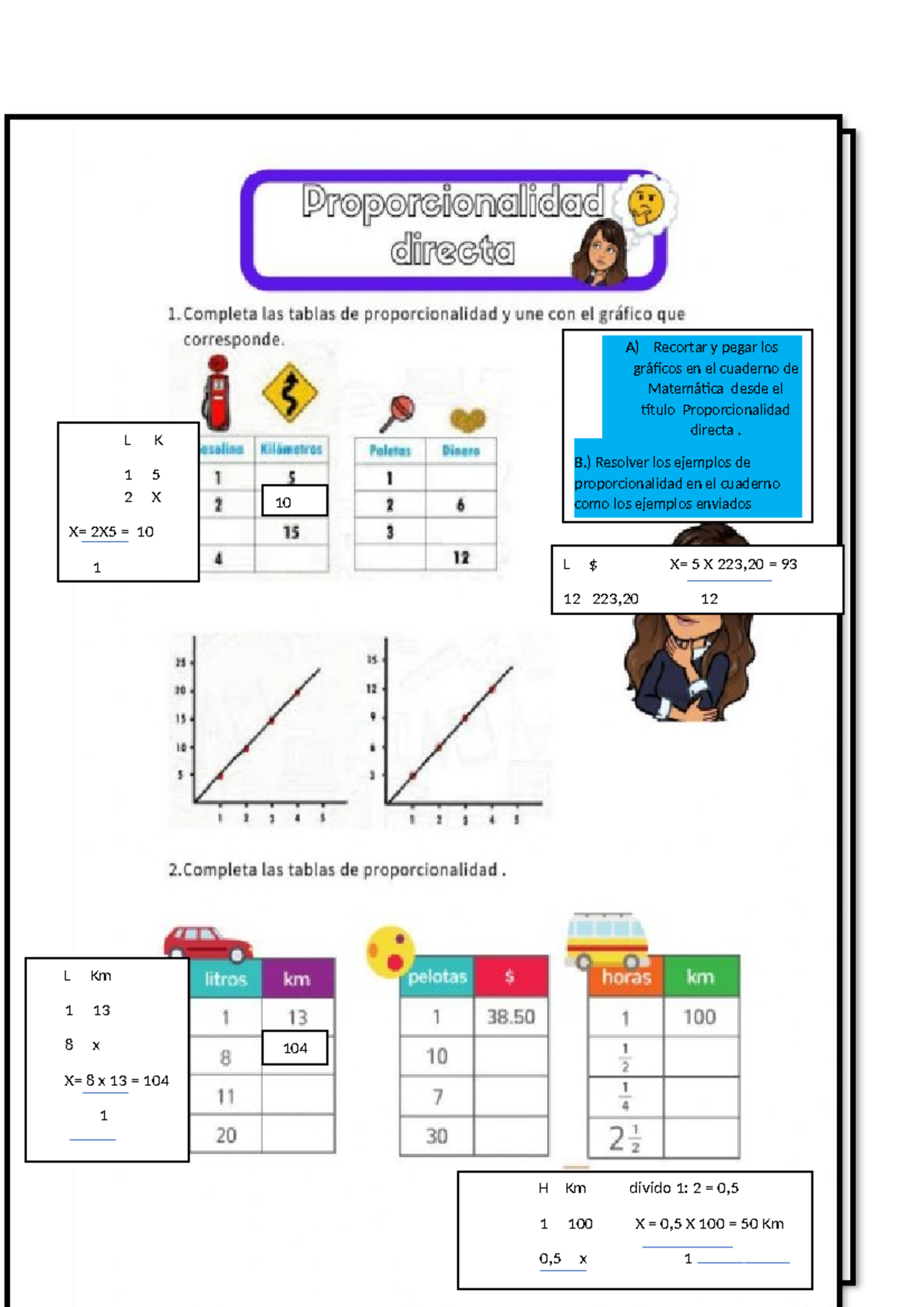 Proporcionalidad Directa - Matemática - B.) Resolver Los Ejemplos De ...