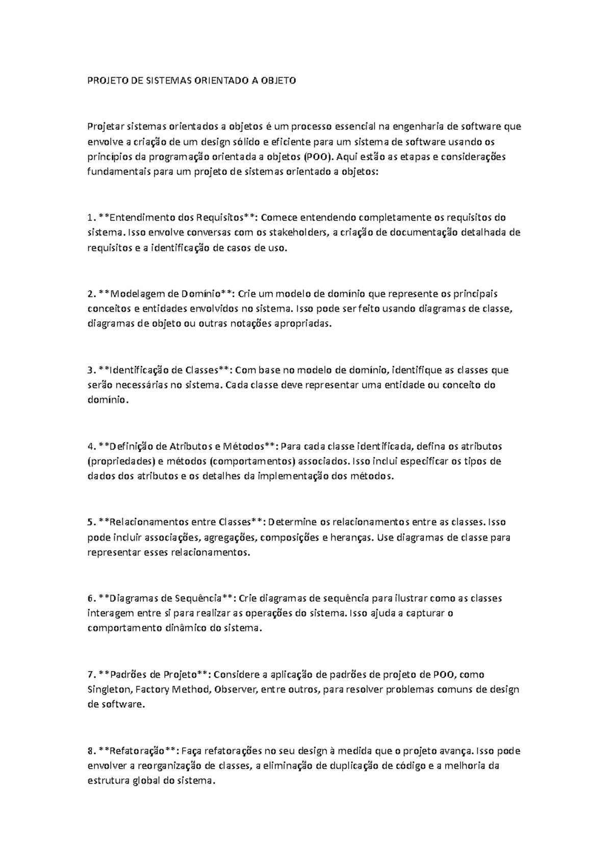 Projeto DE Sistemas Orientado A Objeto - PROJETO DE SISTEMAS ORIENTADO ...