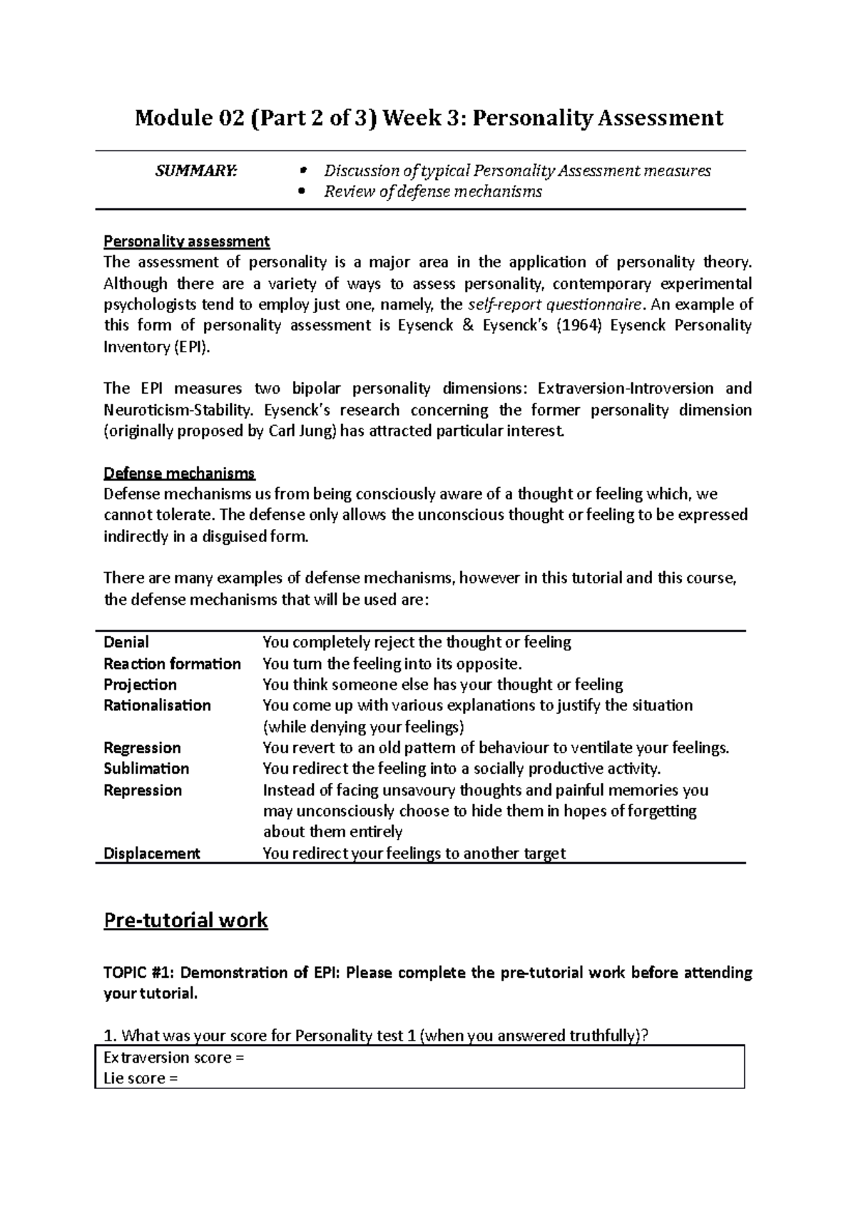 Student handout - human development - Module 02 (Part 2 of 3) Week 3 ...