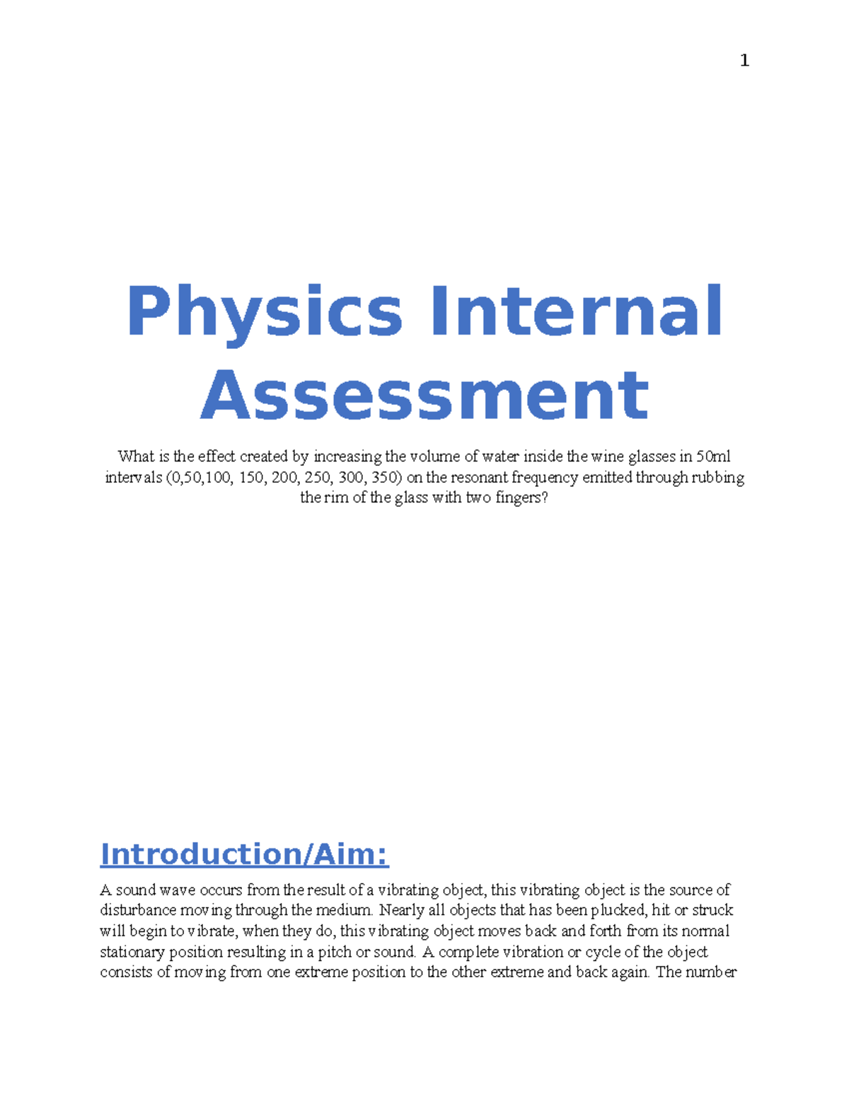 Singing Wine Glass-Physics IA - Physics Internal Assessment What is the ...