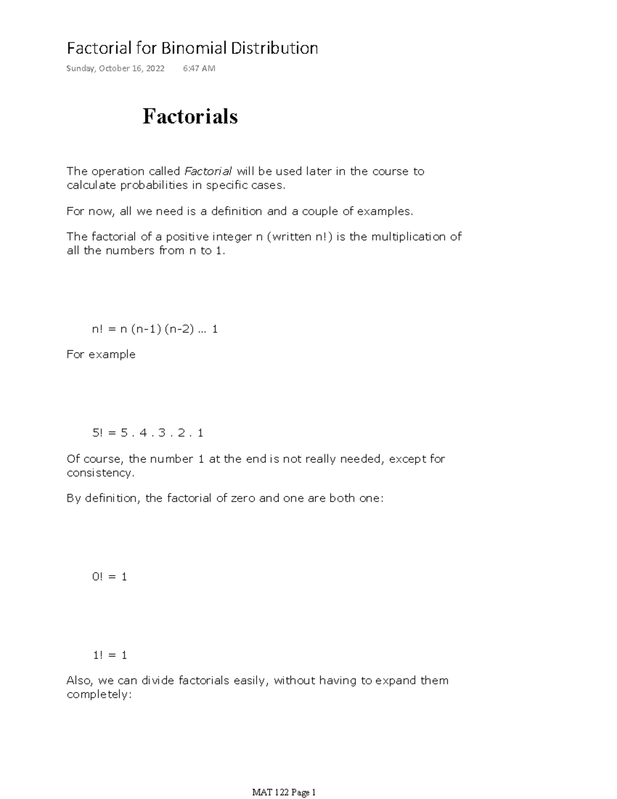 Factorials For Binomial Distribution - Factorials The Operation Called ...