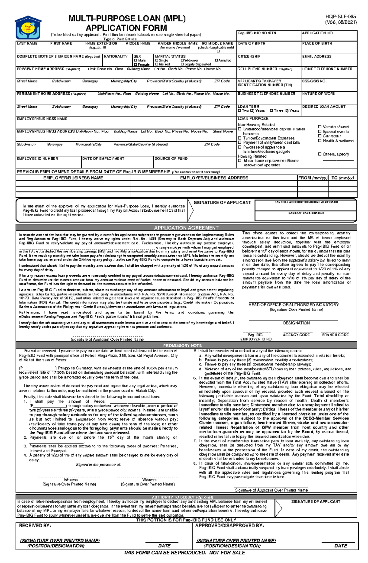 SLF065 Multi Purpose Loan Application Form V06 - MULTI-PURPOSE LOAN ...