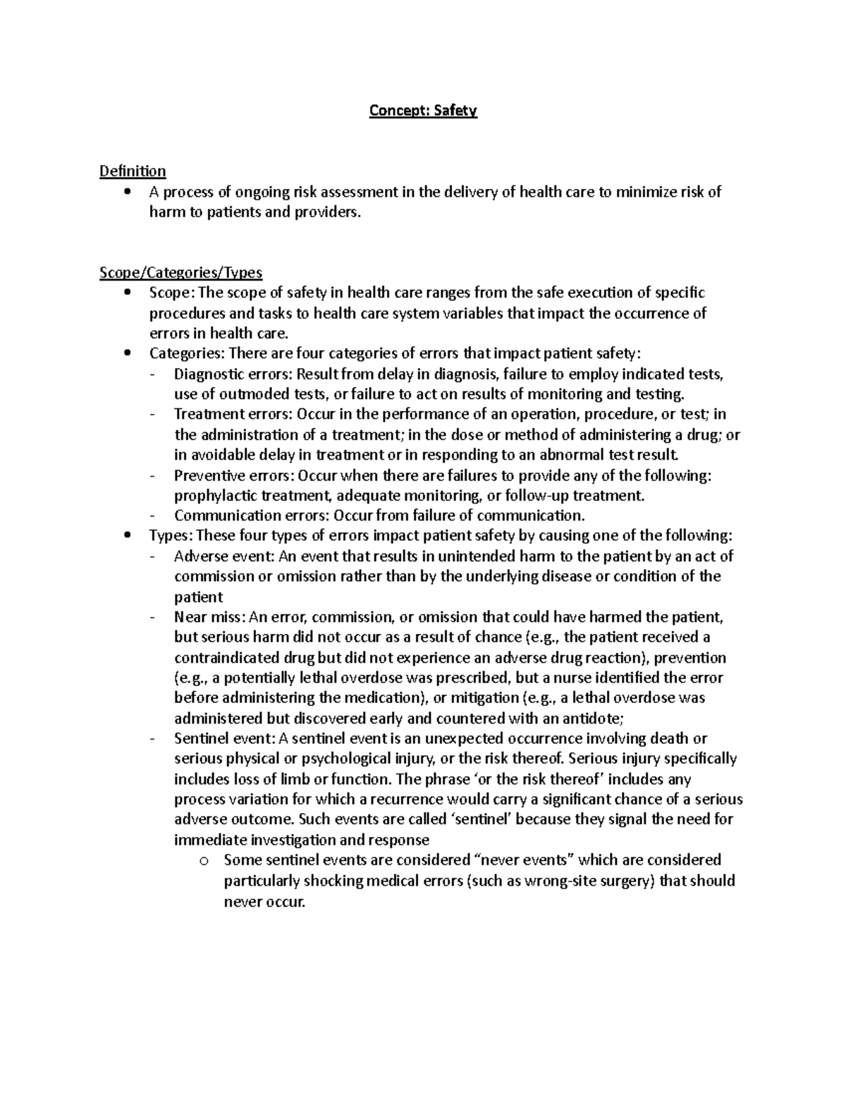 Concept Safety Concept Safety Definition A process of ongoing risk