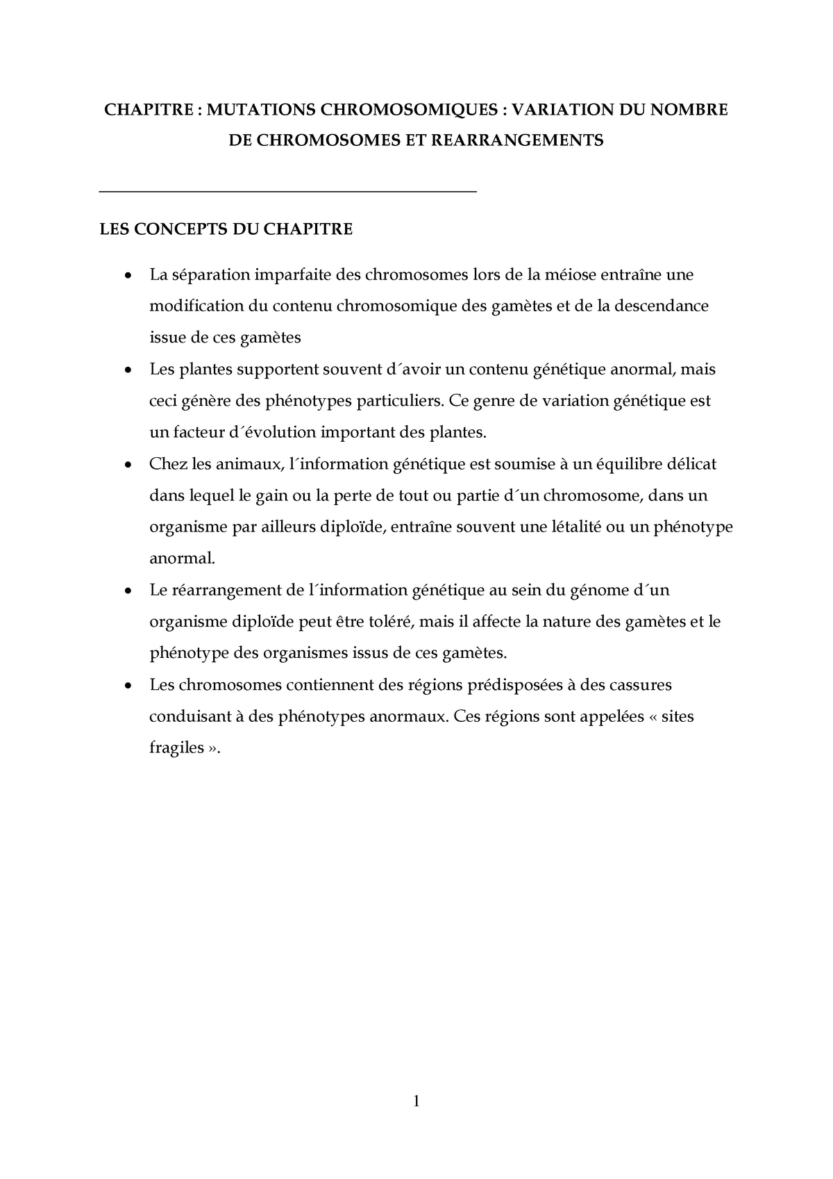 Mutations Chromosomiques - CHAPITRE : MUTATIONS CHROMOSOMIQUES ...