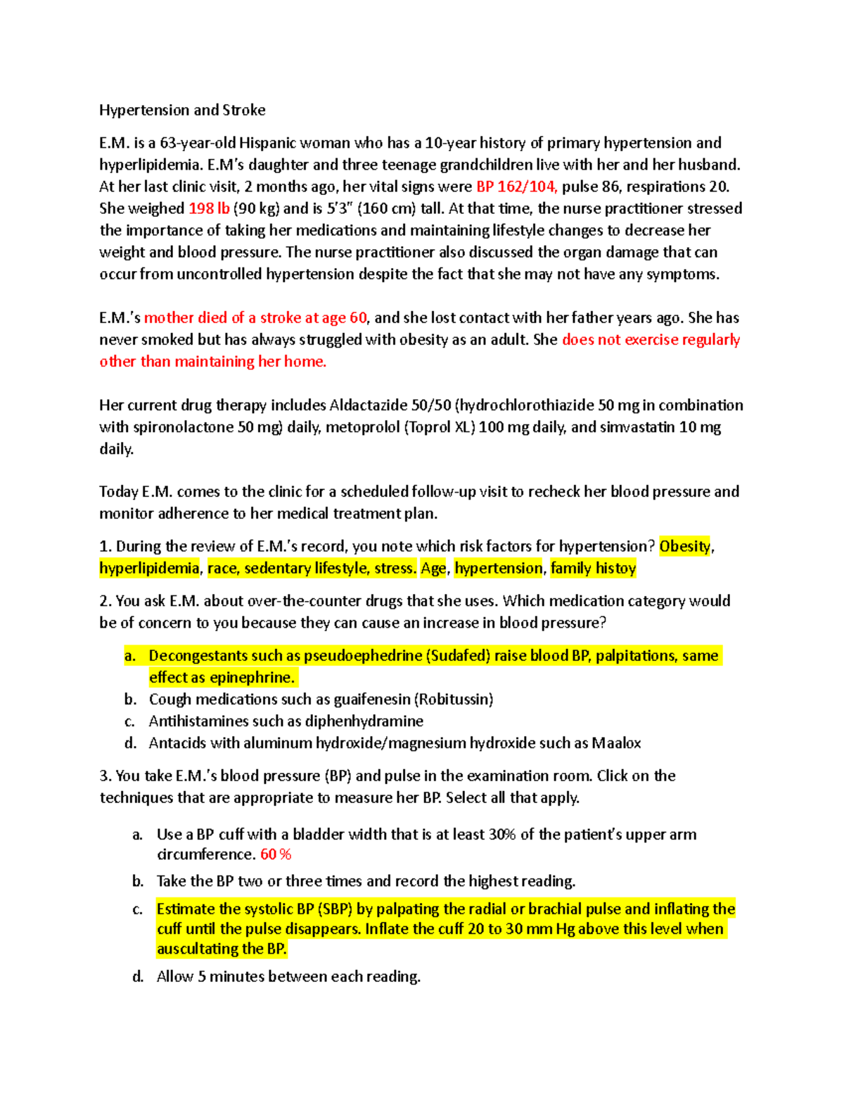 Hesi Case Study Hypertension - 0mh345v