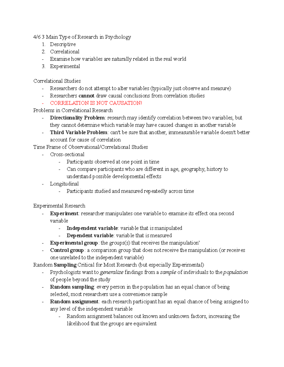 type of research in psychology