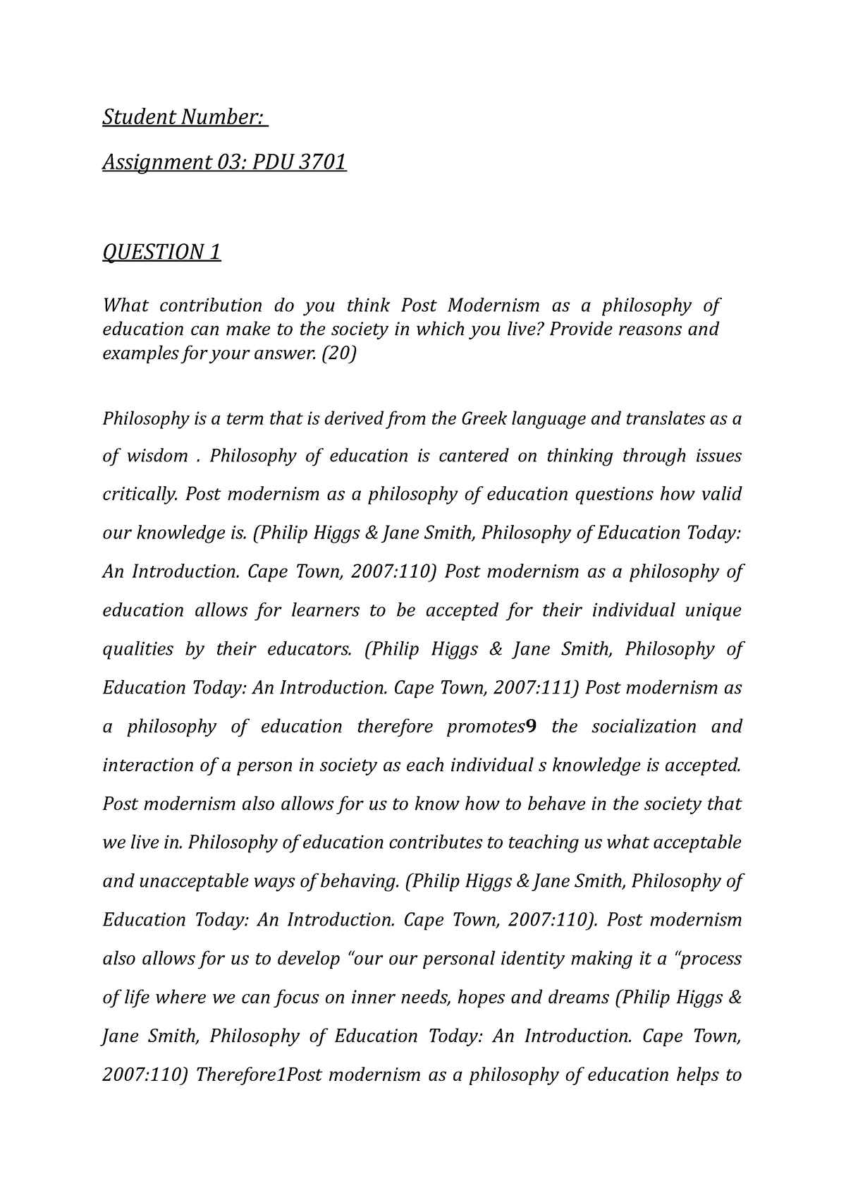 Pdu3701assignmnet 3 - PDU3701 - Student Number: Assignment 03: PDU 3701 ...