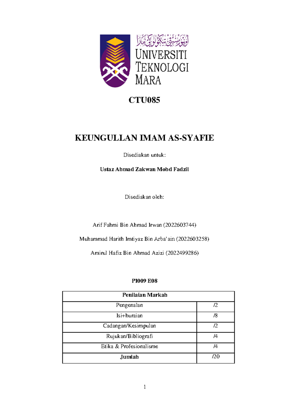Combinepdf - contoh kertas kerja ctu - CTU KEUNGULLAN IMAM AS-SYAFIE ...