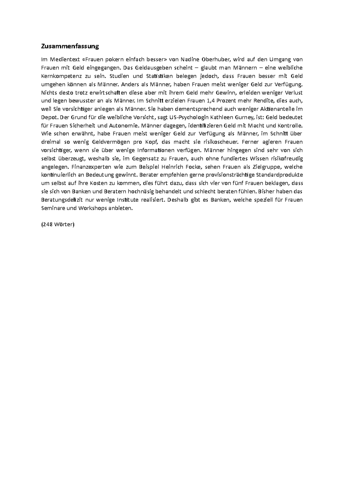 The Body On The Beach Zusammenfassung Deutsch Zusammenfassung Deutsch - Zusammenfassung Im Medientext «Frauen pokern