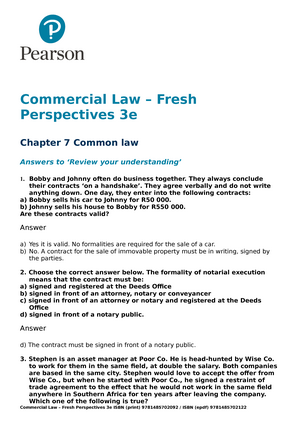 Chapter 14 Tutorial Answers - Commercial Law – Fresh Perspectives 3e ...