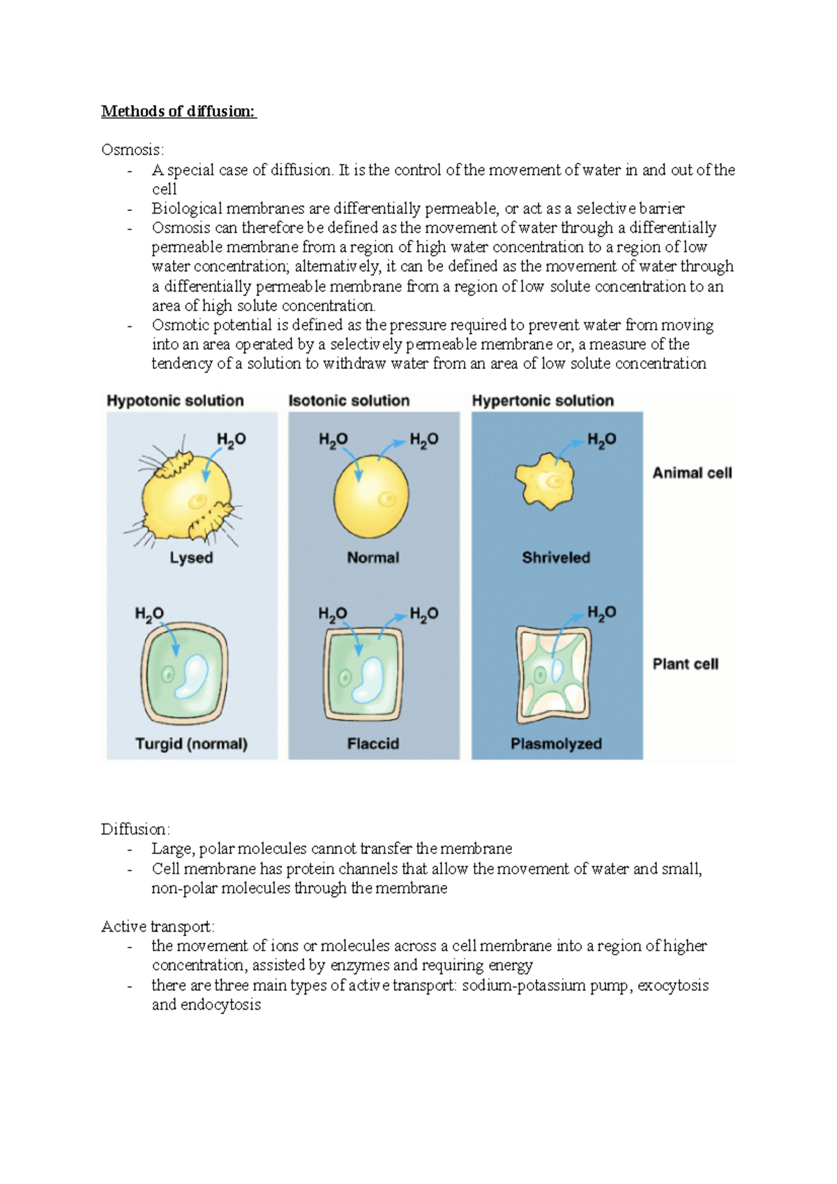 Lecture notes part 2 - Methods of diffusion: Osmosis: - A special case ...