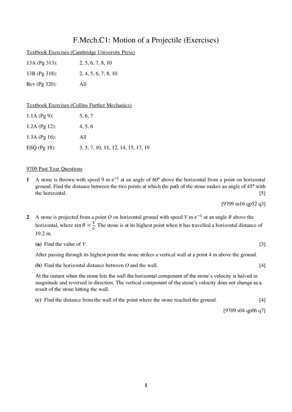 fmech-c1-exercises-a-level-further-mathematics-studocu