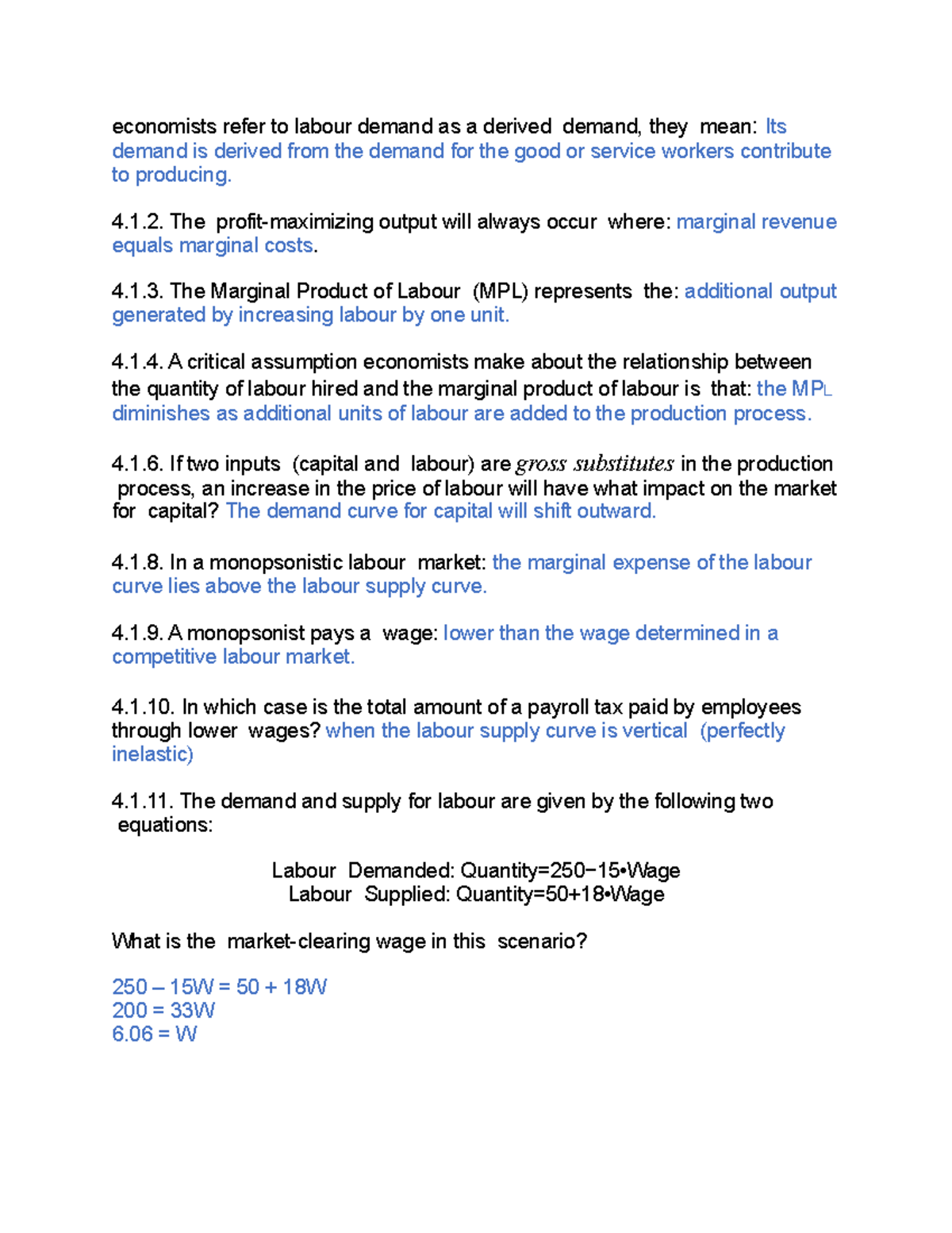 Chapter 4:5 questions and answers - economists refer to labour demand as a derived demand, they ...