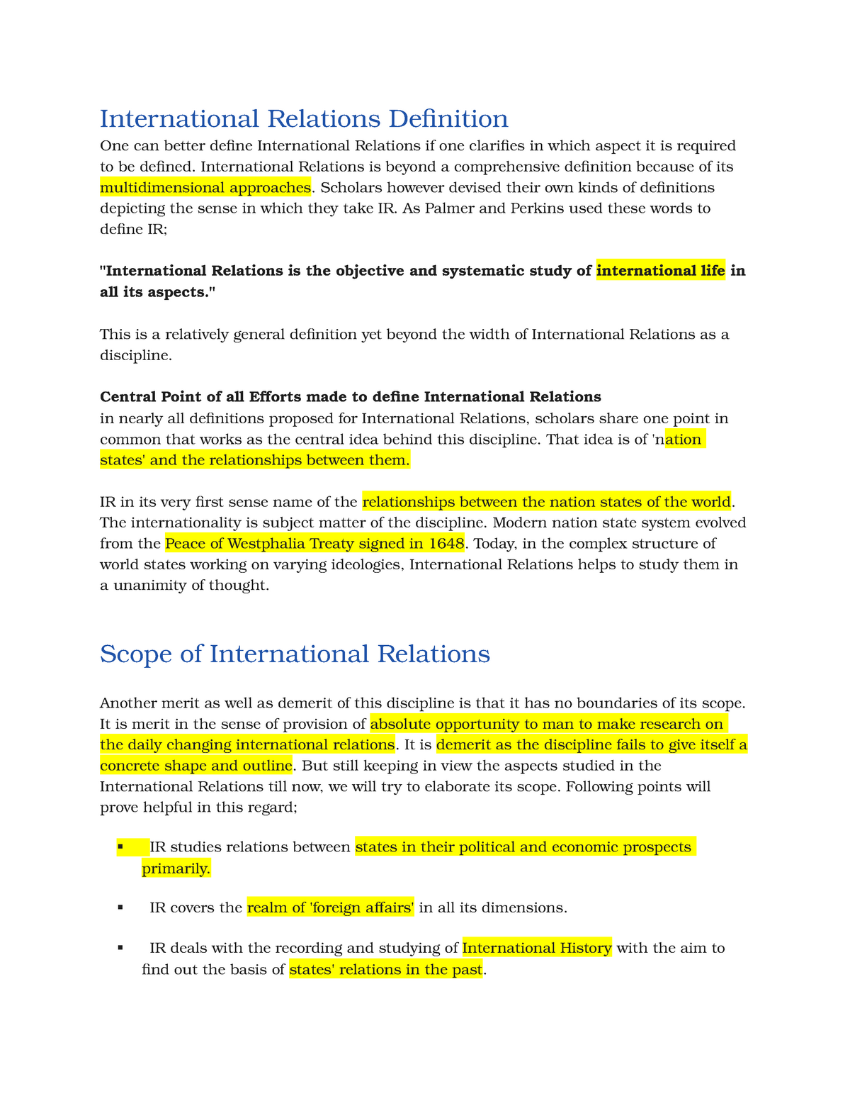 case study on international relations