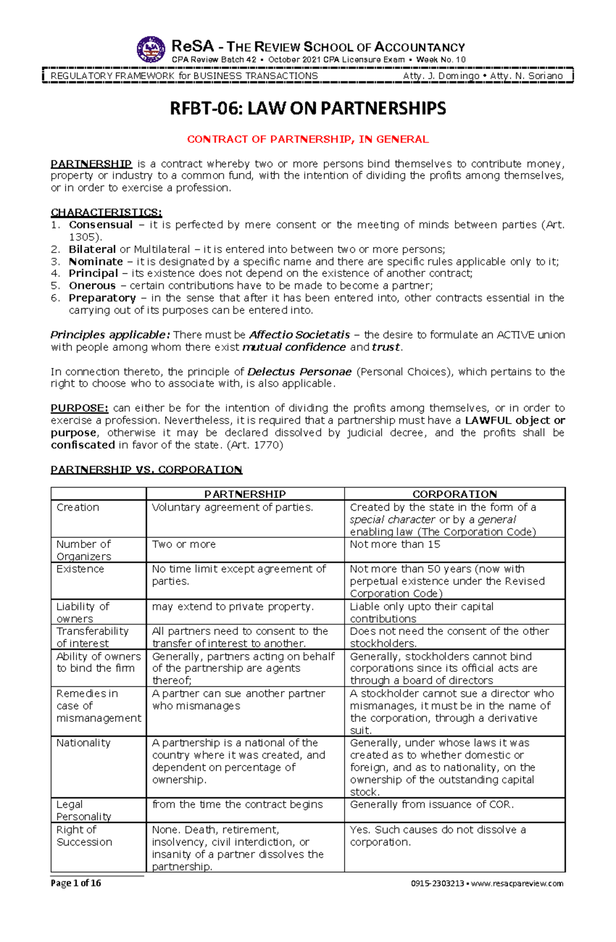 RFBT-06-Partnerships - ReSA - THE REVIEW SCHOOL OF ACCOUNTANCY CPA ...