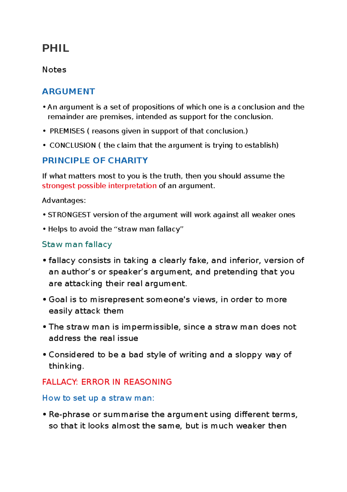 Phil Notes Critical Thinking Phil Notes Argument An Argument Is A Set Of Propositions Of Which One Studocu