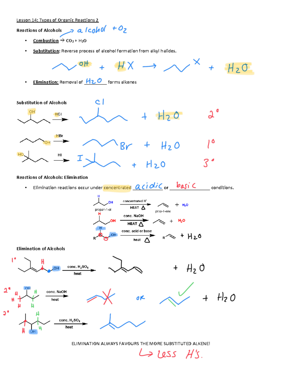 Unit 1 Lesson 14 Organic Rxns Part II 2 - Lesson 14: Types of Organic ...