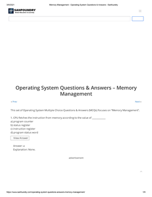 Process Management - Operating System Questions & Answers - Sanfoundry ...