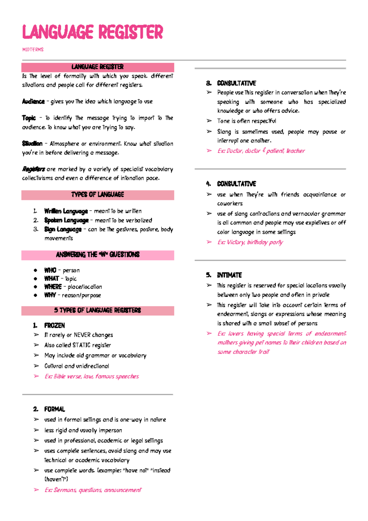 Lesson 1 Language Register - LANGUAGE REGISTER MIDTERMS LANGUAGE ...
