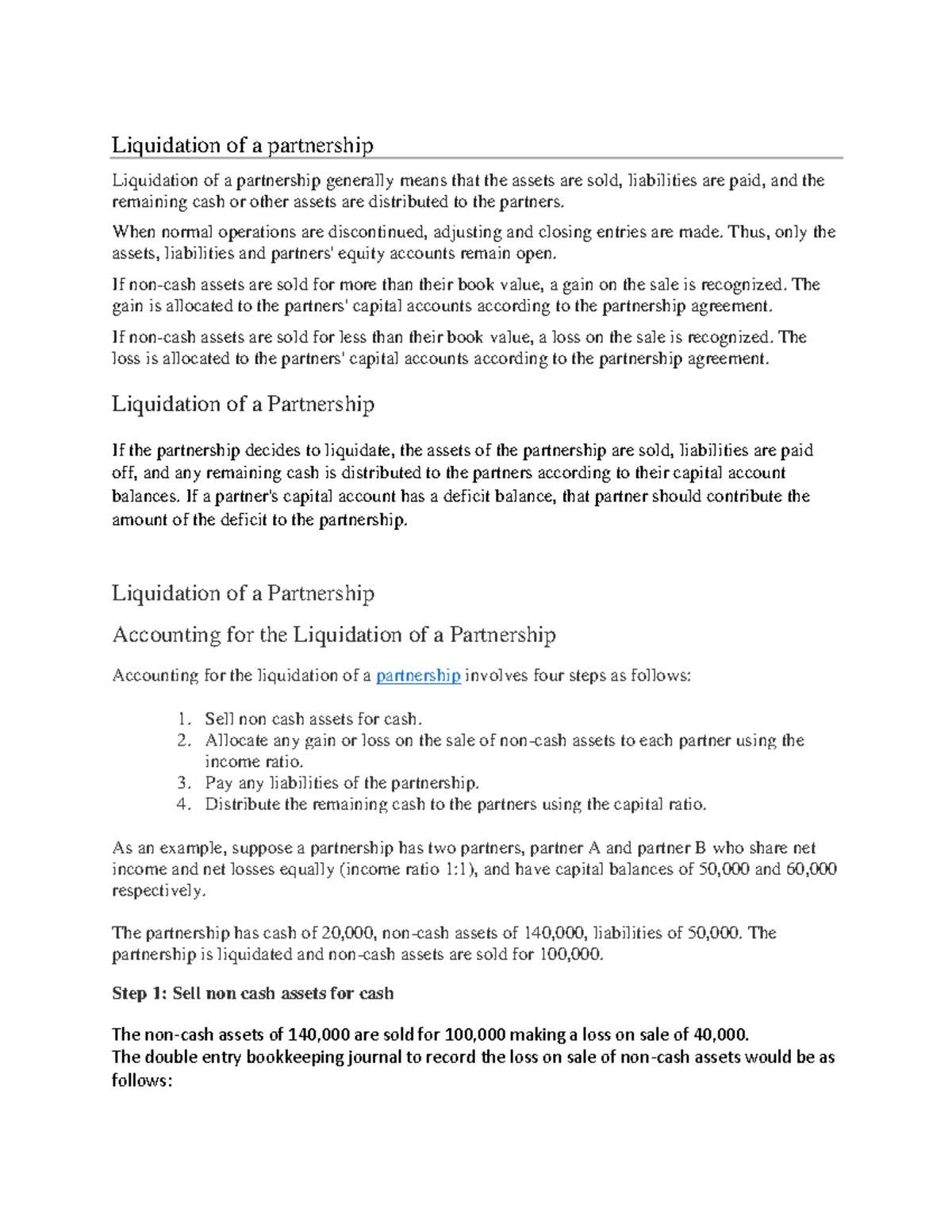 Partnership-Liquidation And Examples And Explanation - Liquidation Of A ...