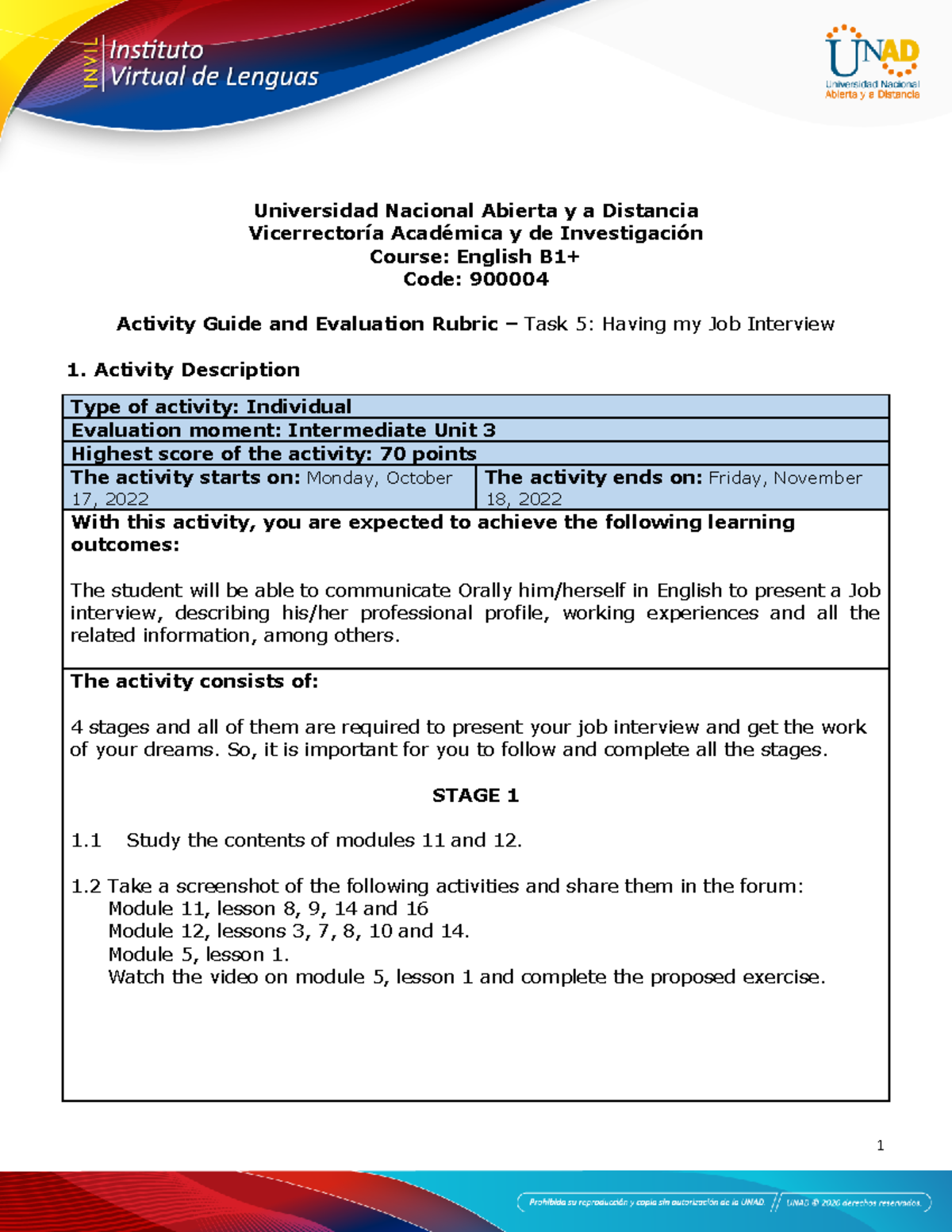 Activities guide and Evaluation rubric - Unit 3 -Task 5 - Having my Job ...