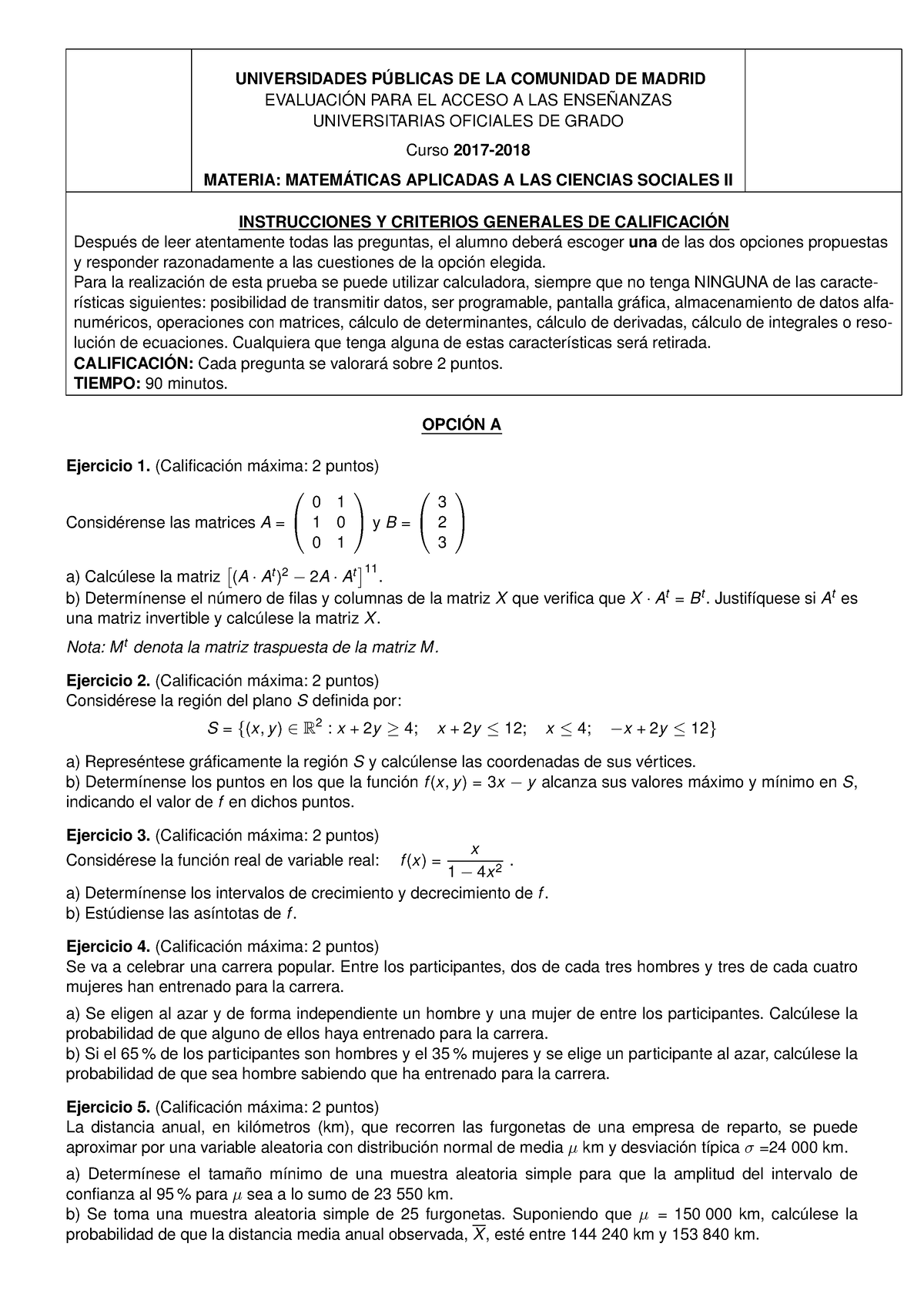 Matemáticas ACS - Examen Evau Otros Años - UNIVERSIDADES PÚBLICAS DE LA ...