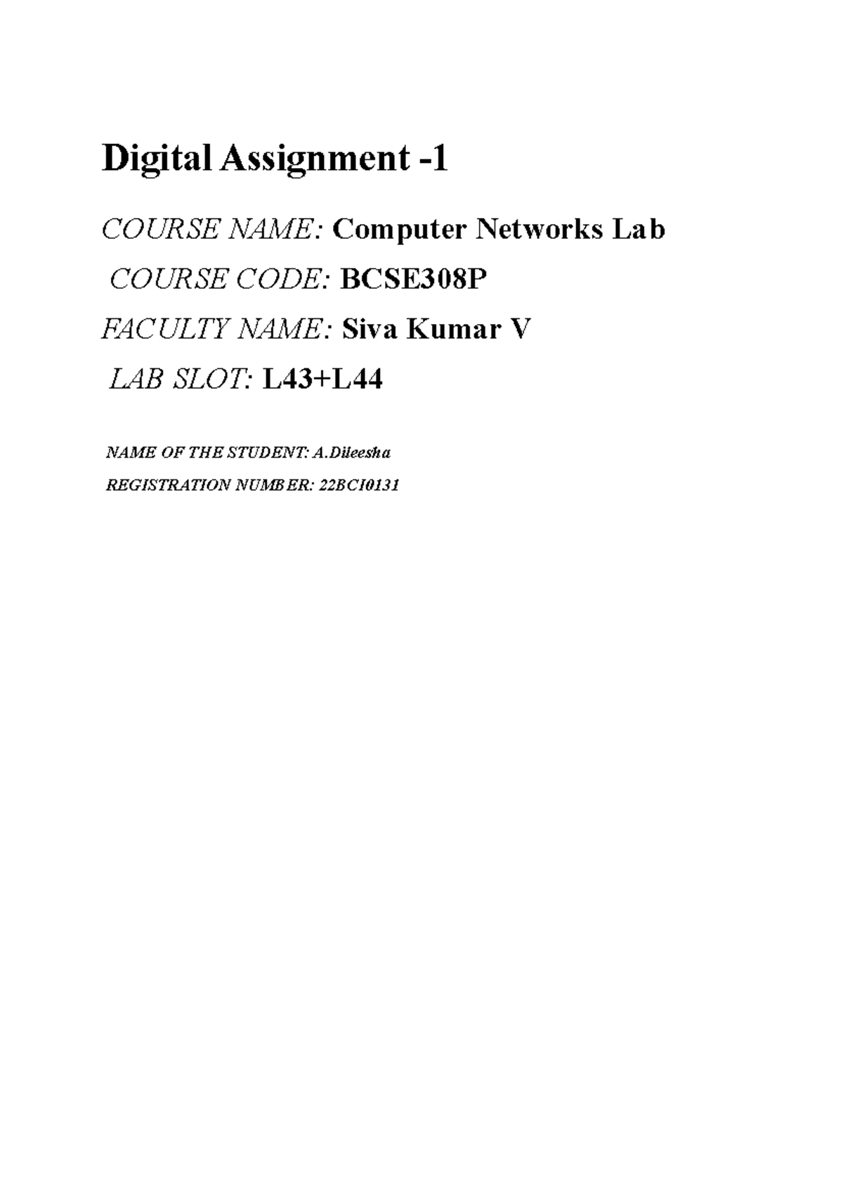 22BCI0131 VL2024250102383 AST02 - Digital Assignment - 1 COURSE NAME ...