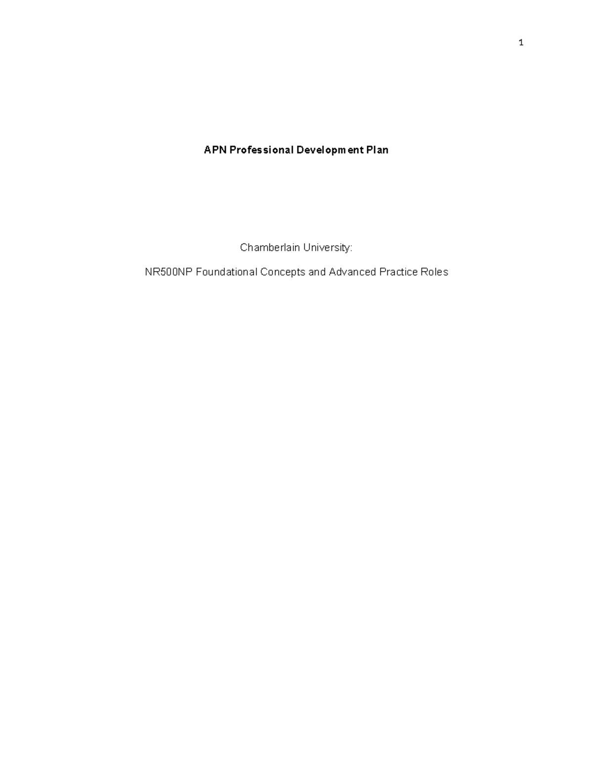 Week 4 - APN Professional Development Plan - APN Professional ...