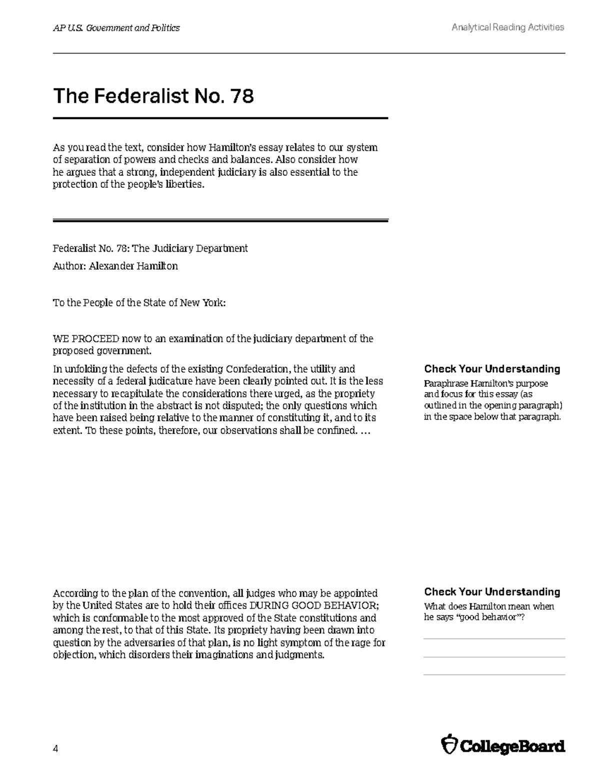 The federalist papers discount 78