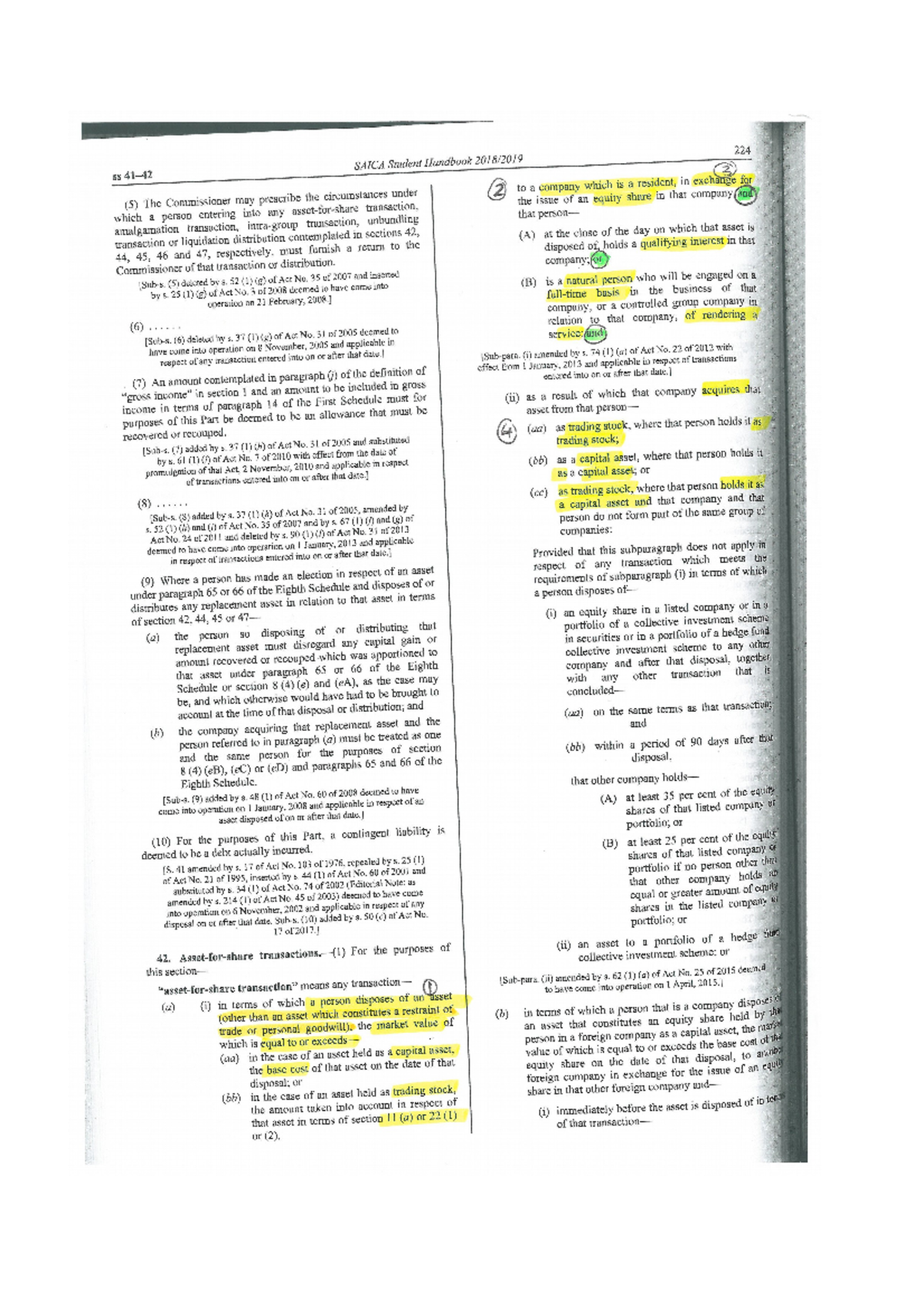 Section 42 Highlighting Example, scanned from the tax act - TAX300 ...